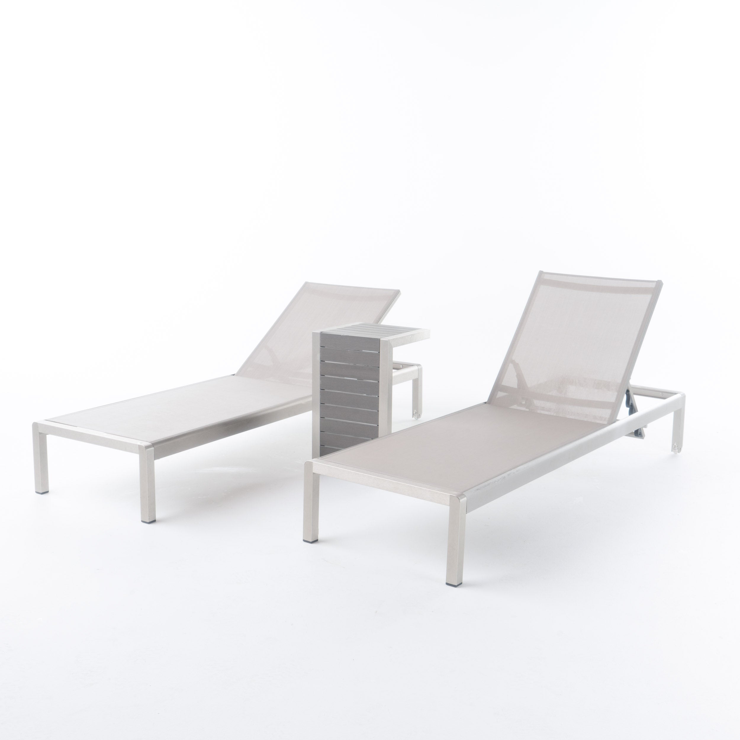 Cherie 3pc Outdoor Chaise Lounge Chair & Table Set