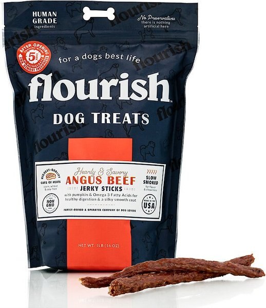 Flourish Human Grade Angus Beef Jerky Sticks Dog Treats