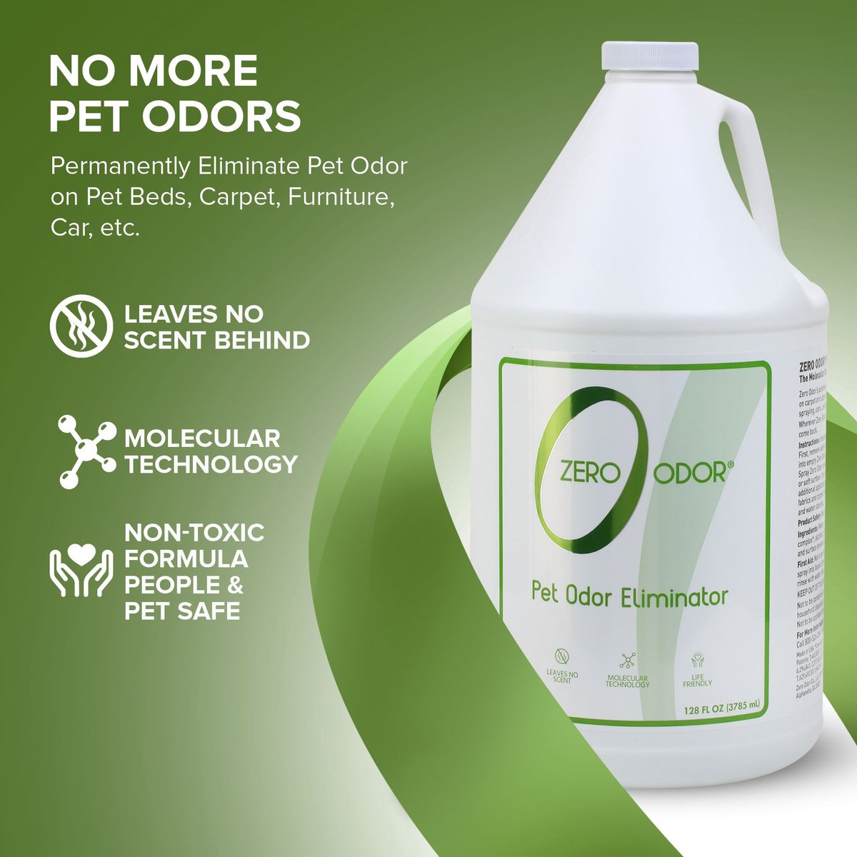 Zero Odor Pet Odor Eliminator Refill， 128-oz bottle