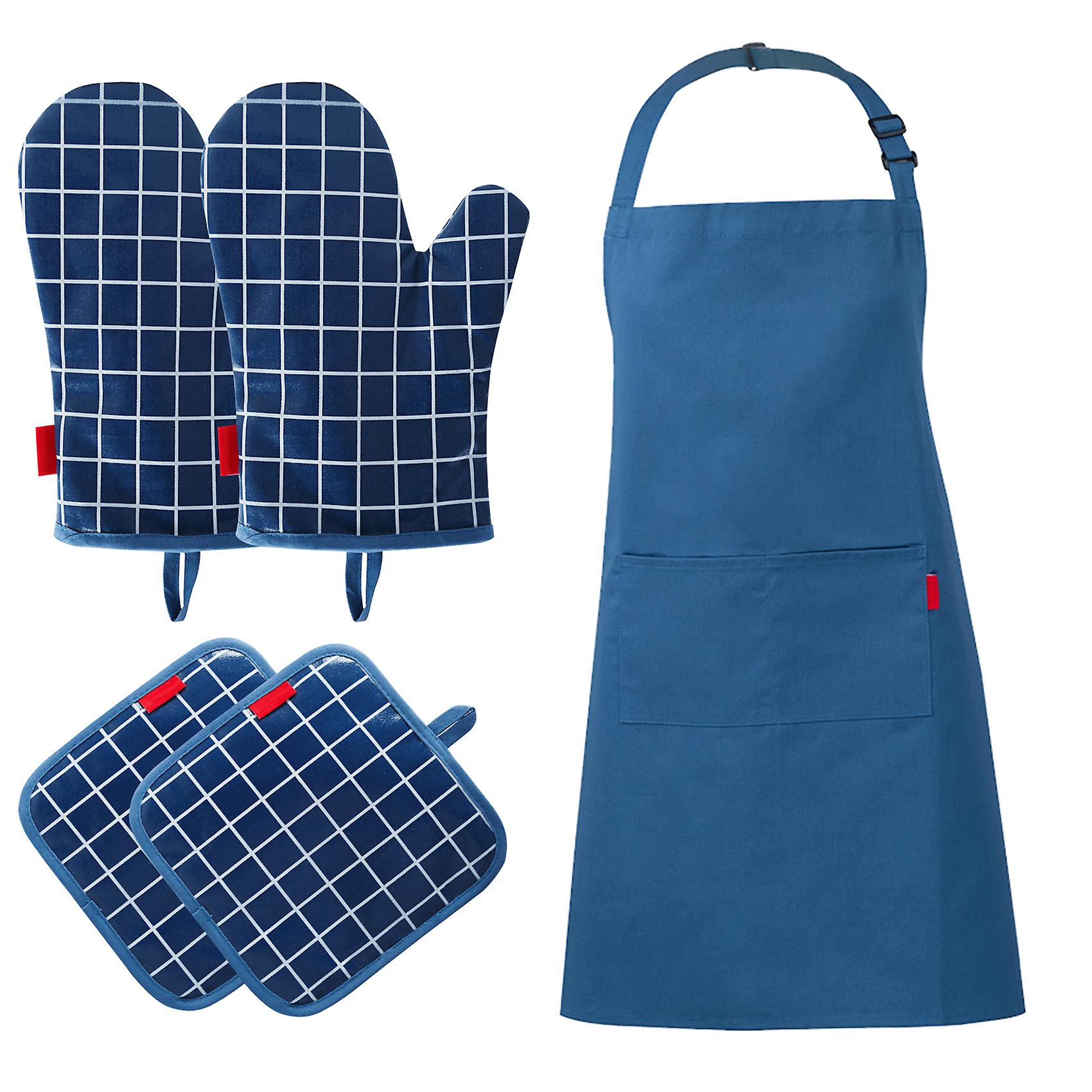 2 X Oven Mitts，2 X Pot Holders，1 X Apron For Women And Men