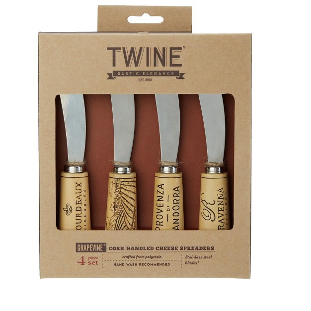 Cork Handled Cheese Spreader By Twine Living set Of 4 Silver