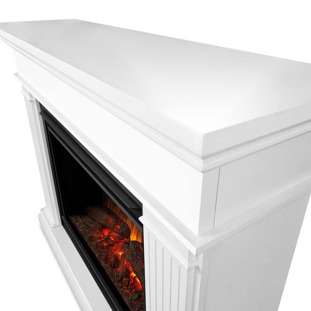 Real Flame Centennial Grand 55.5 in. Freestanding Wooden Electric Fireplace in White 8770E-W