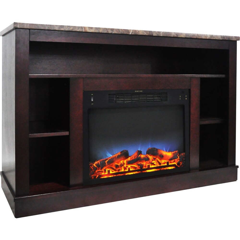 Cambridge 47 In. Electric Fireplace with a Multi Color LED Insert and Mahogany Mantel