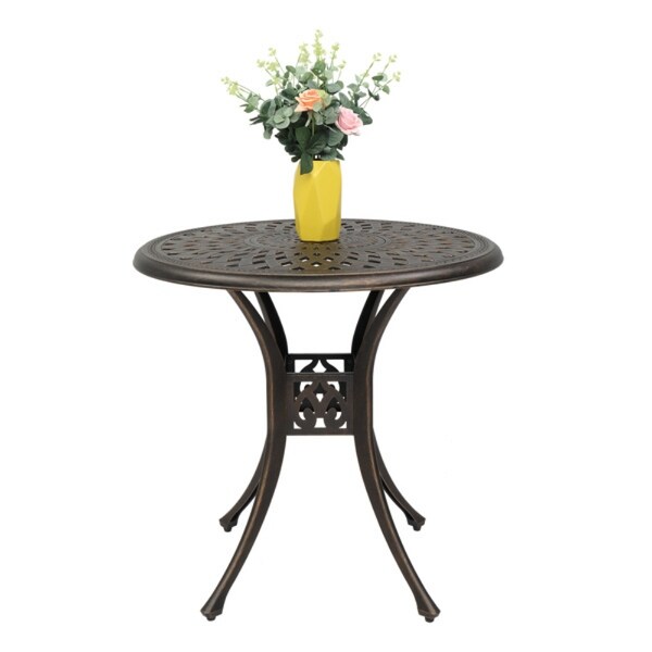 Circular Diamond Top Courtyard Cast Aluminum Table Bronze