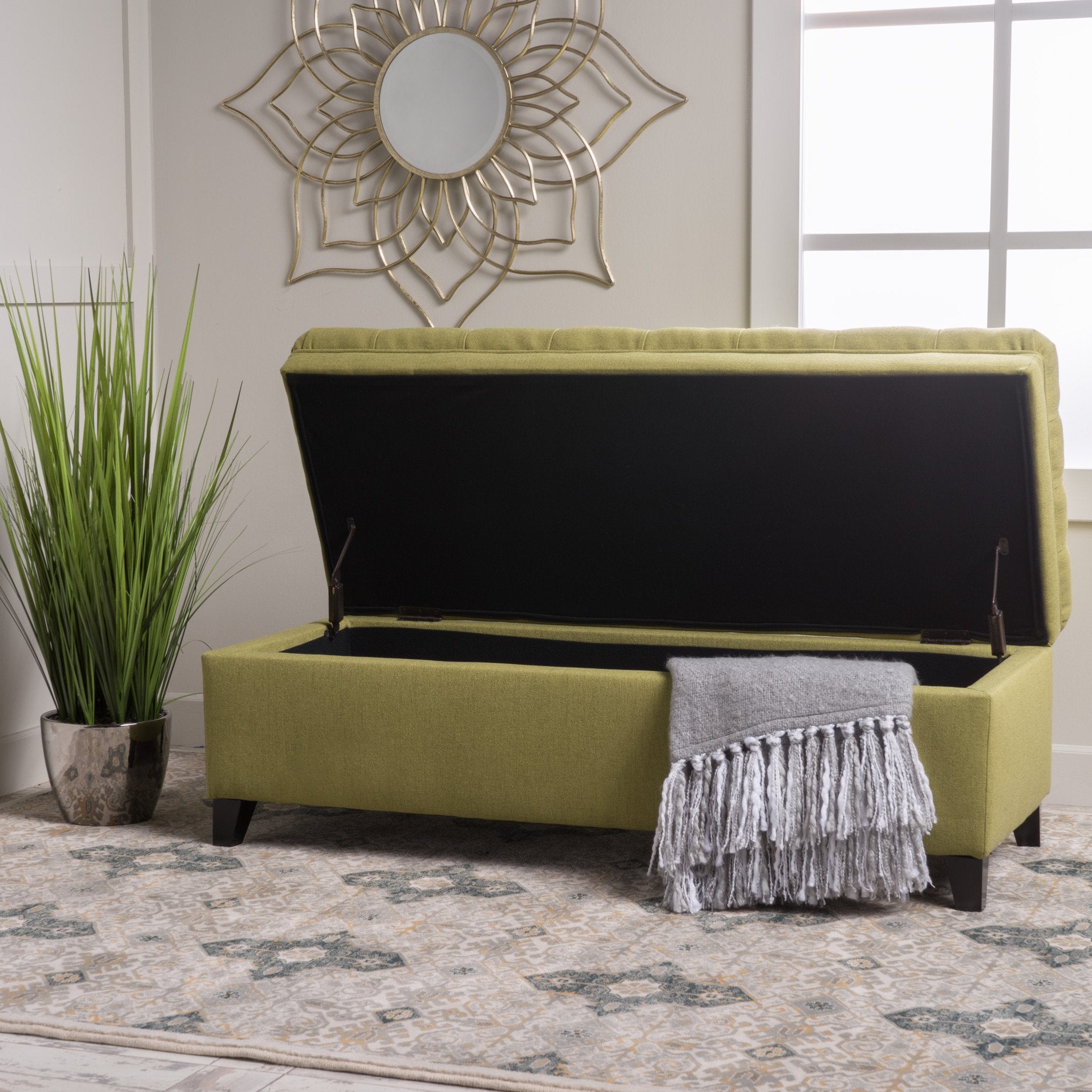 Laguna French Style Tufted Fabric Storage Ottoman Bench