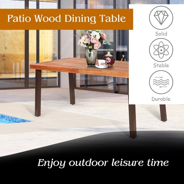 Costway Rectangular Acacia Wood Dining Table Rustic Furniture Indoor