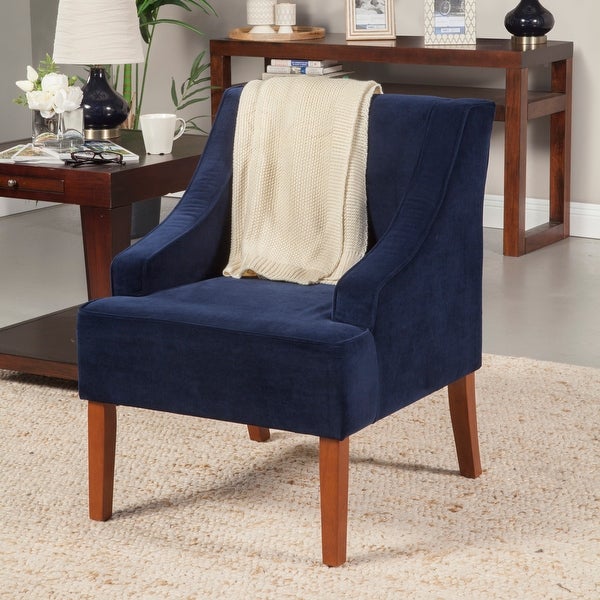 Porch and Den Lyric Navy Velvet Swoop Arm Accent Chair