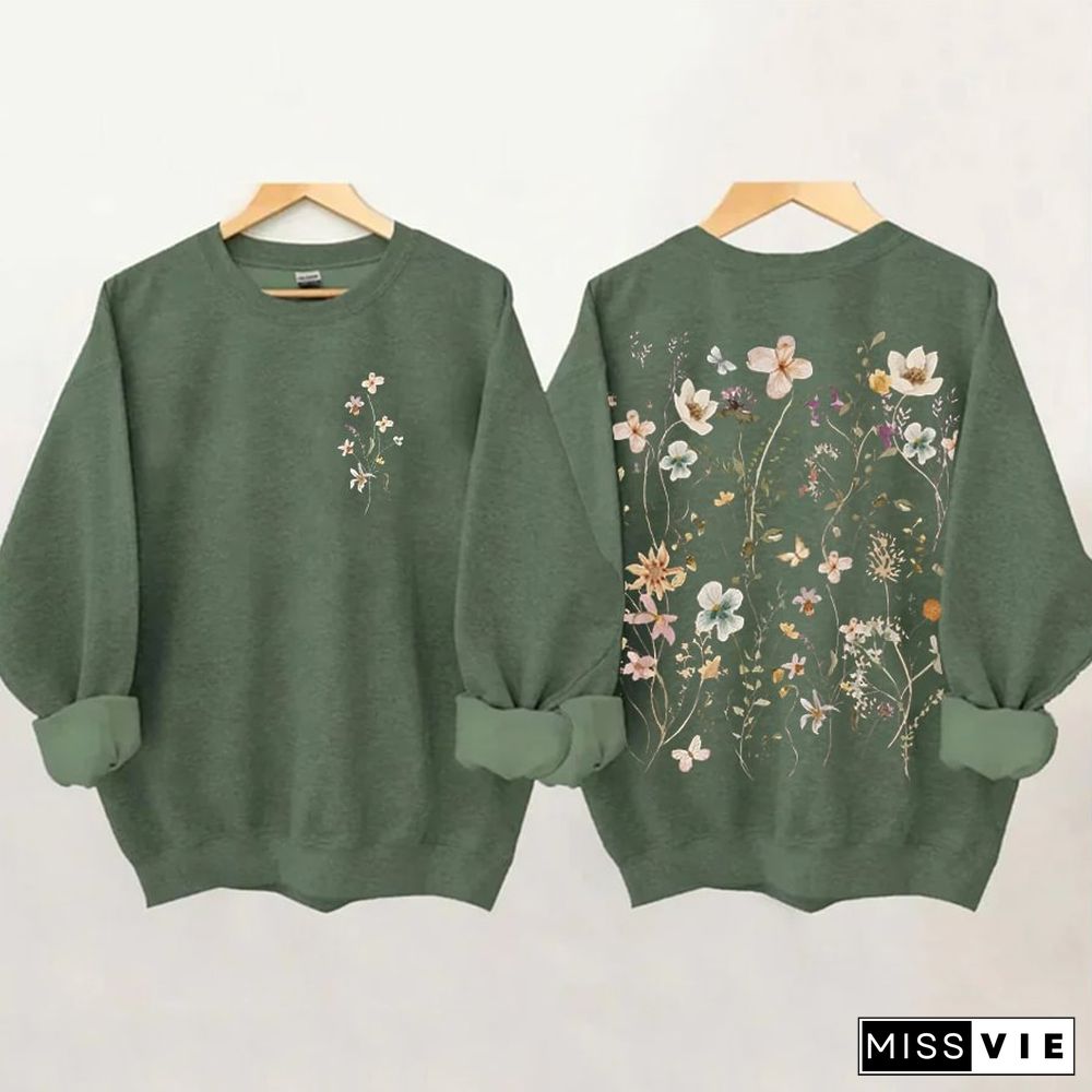 Vintage Pressed Flowers Sweatshirt