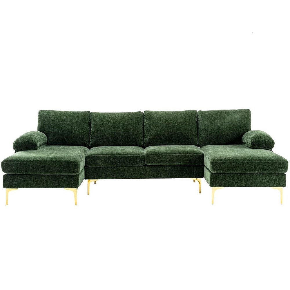 Modern Large Chenille Fabric U Shape Sectional with Recliner