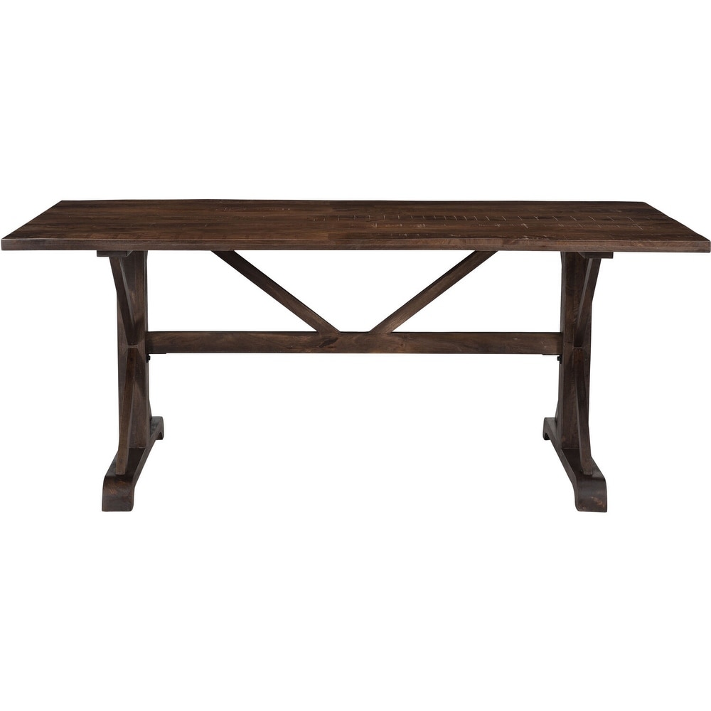 Hanover Annecy Rectangular Mango Wood Dining Table with Trestle Base  76 In. W x 36 In. D x 30 In. H