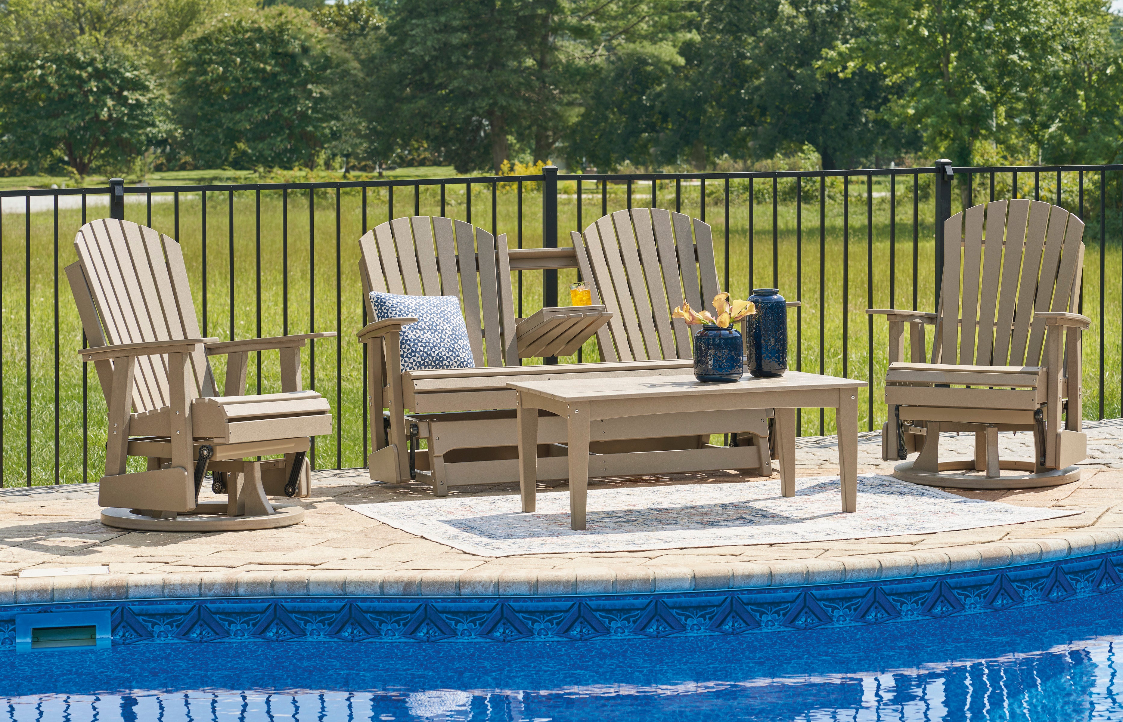 Poly Driftwood Outdoor Swivel Glider Sets