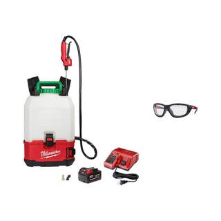 MW M18 18-Volt 4 Gal. Lithium-Ion Cordless Switch Tank Backpack Pesticide Sprayer Kit with Battery Charger  Safety Glasses 2820-21PS-48-73-2040