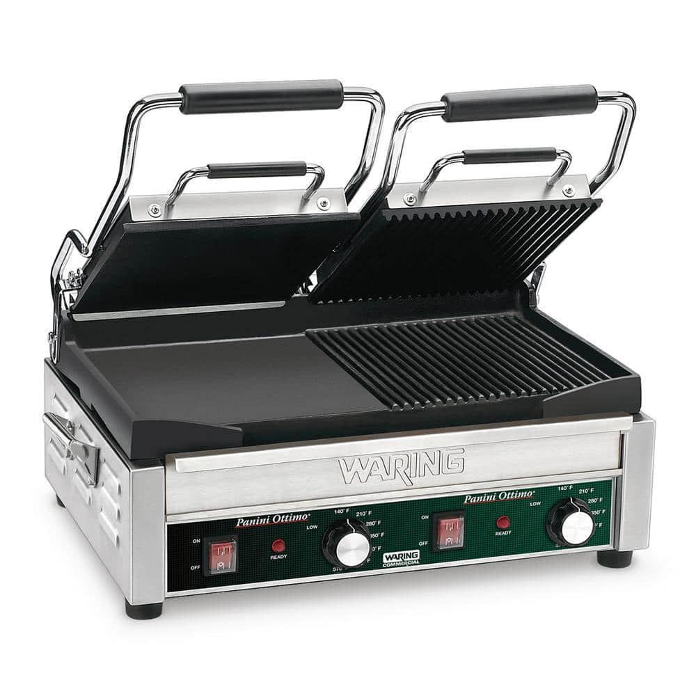 Waring Commercial Dual Grill - Half Panini and Half Flat Grill - 240-Volt (17 in. x 9.25 in. cooking surface) WDG300