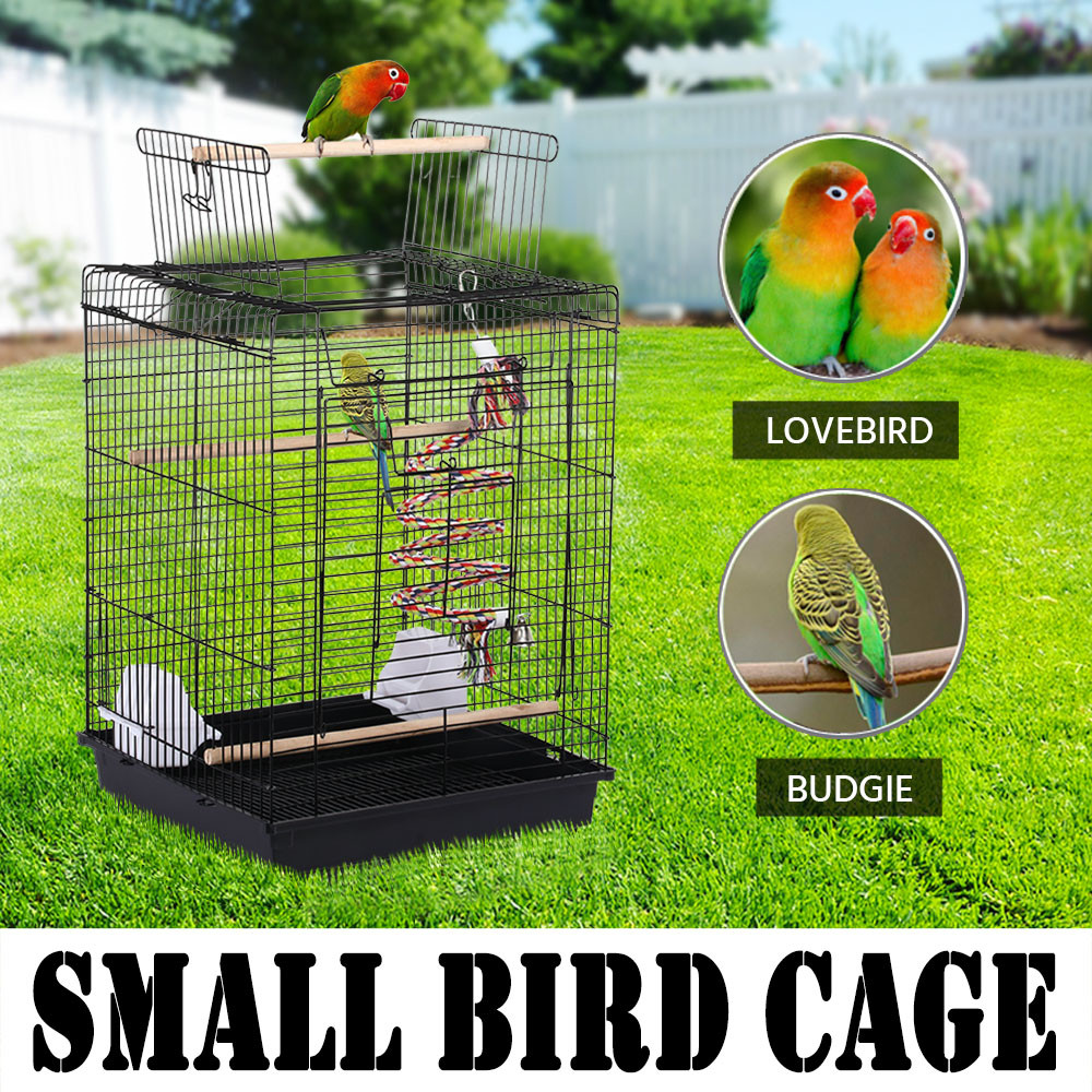 SMILE MART Open Top Small Parrot Bird Cage for Canary Parakeet Cockatiel Budgie， Black