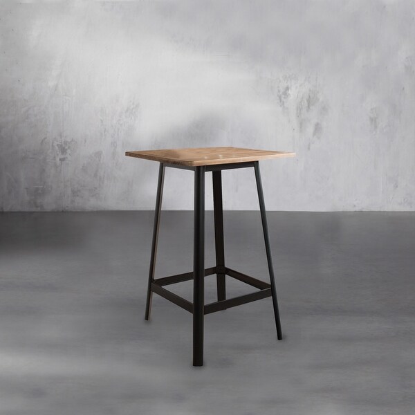 41 in. Natural Wood Bar Table with Black Metal Tube