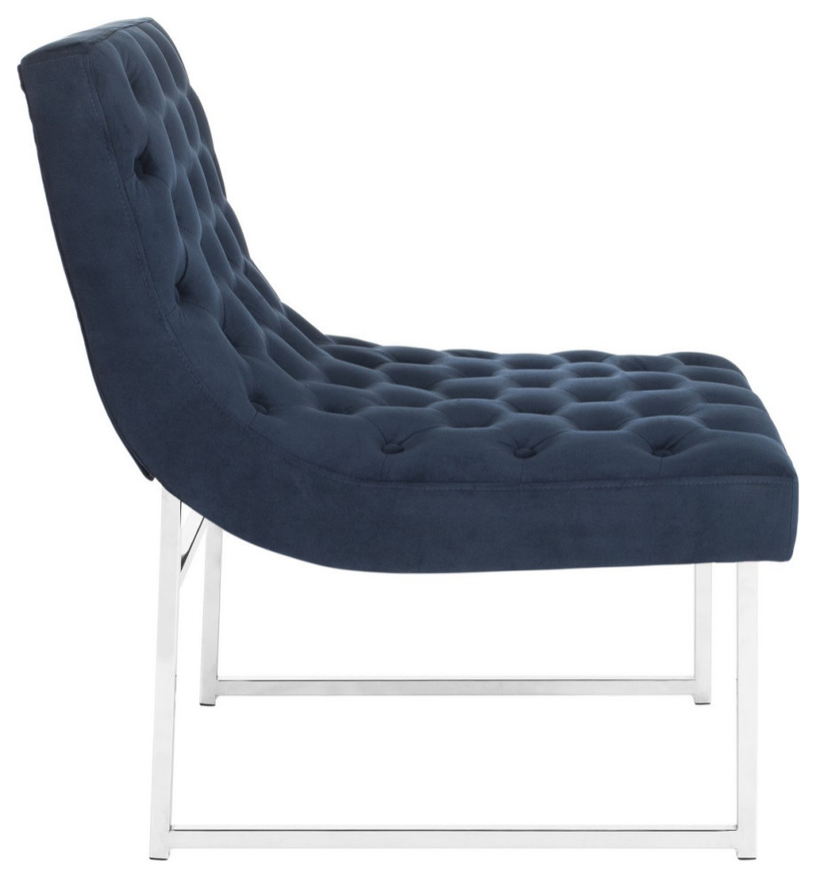 Dudley Velvet Tufted Accent Chair Navy   Contemporary   Armchairs And Accent Chairs   by Virgil Stanis Design  Houzz