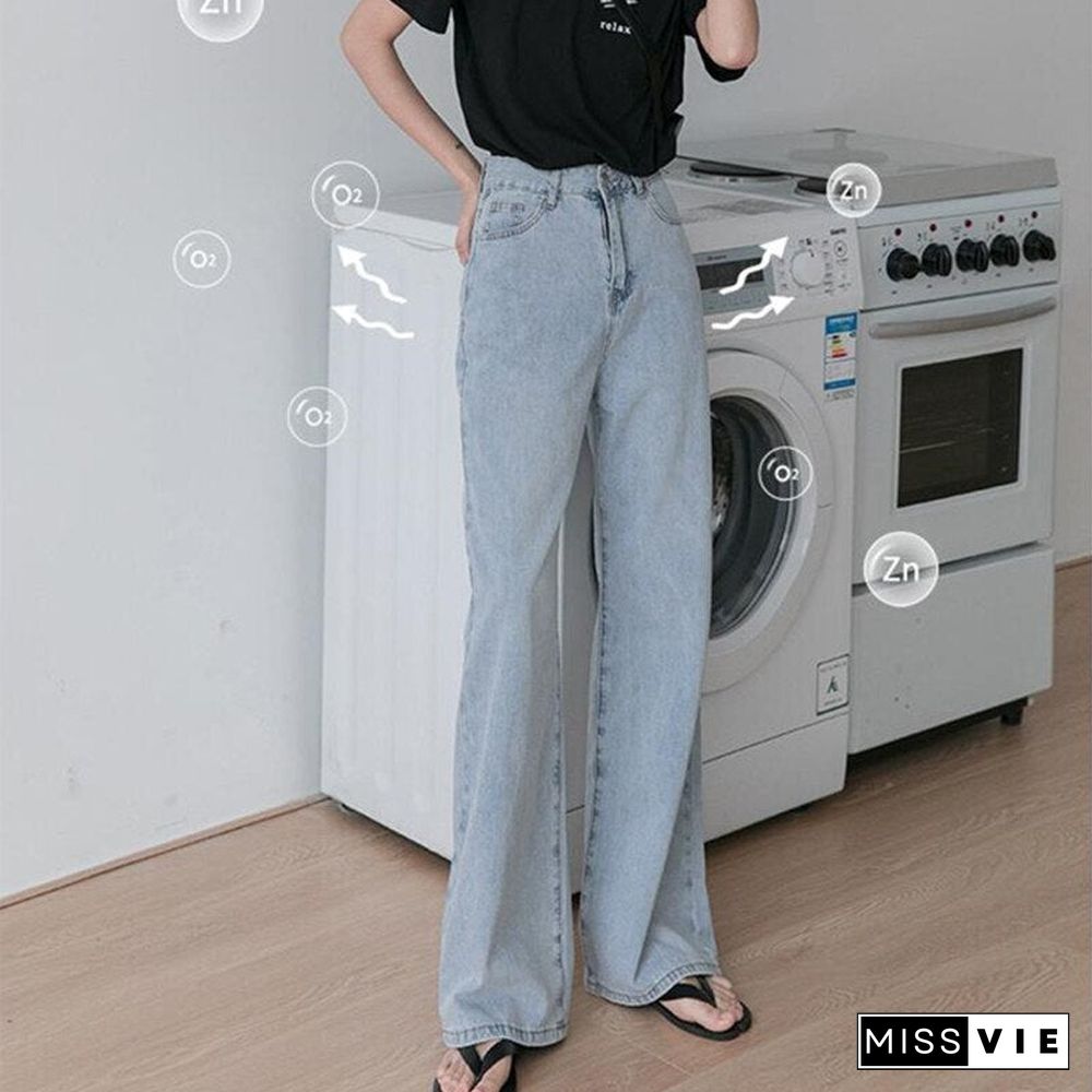 Woman Jeans High Waist Clothes Wide Leg Denim Clothing Blue Streetwear Vintage Quality Fashion Harajuku Straight Pants