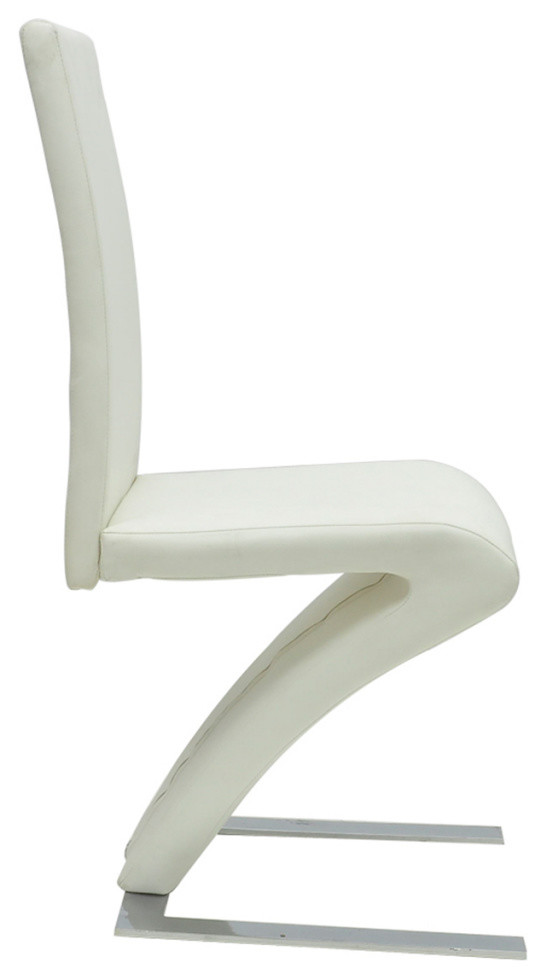 vidaXL Dining Chairs 2 Pcs High Back Kitchen Side Chair White Faux Leather   Contemporary   Dining Chairs   by vidaXL LLC  Houzz