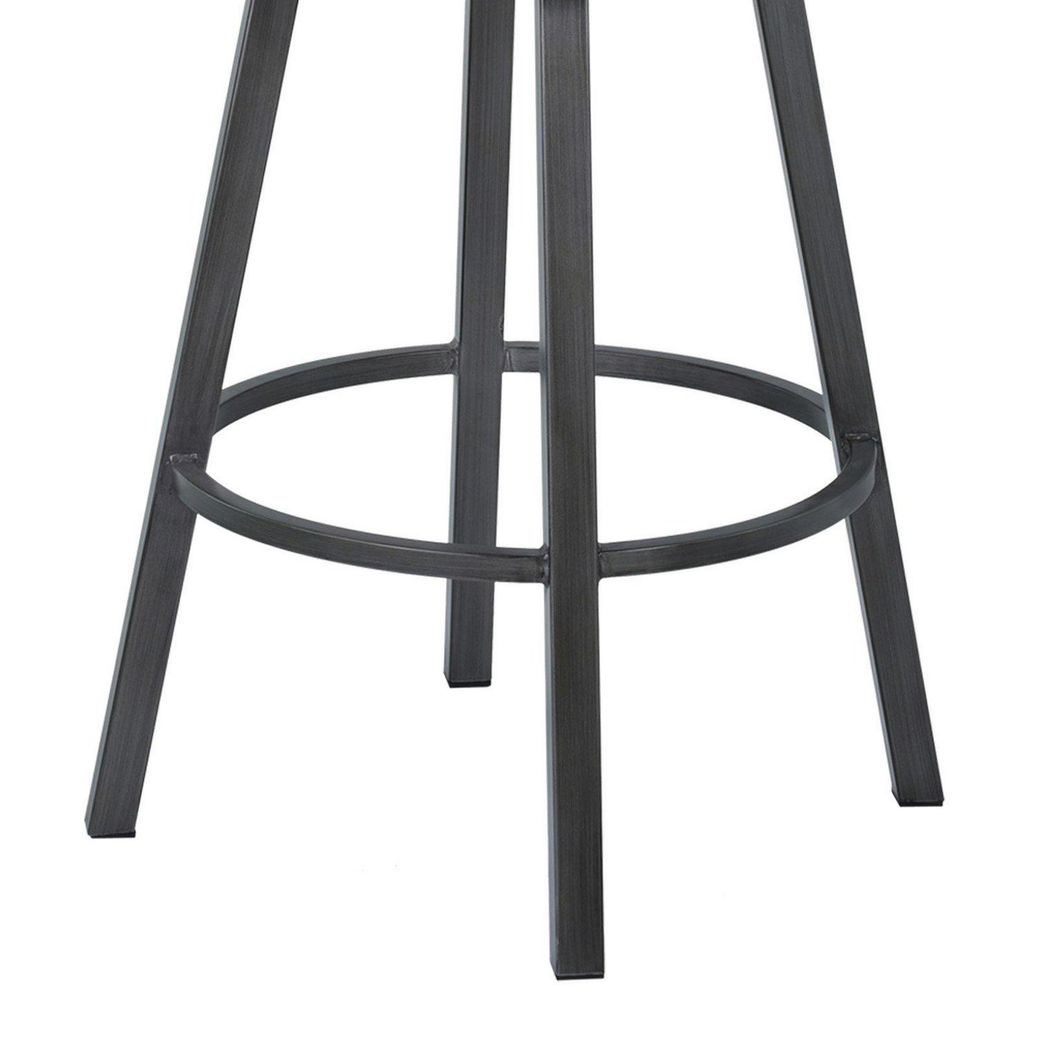 Armen Living Nova 30  Bar Height Metal Swivel Brastool in Ford Black Pu and Mineral Finish  Crowdfused