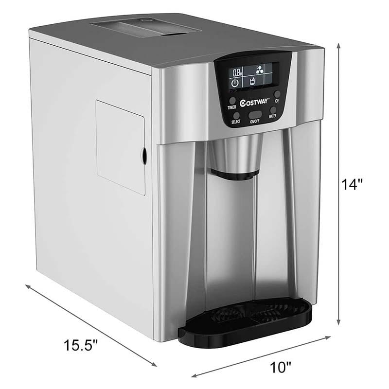 36LBS/24H 2 In 1 Countertop Ice Maker Water Dispenser, Auto-Clean Portable Ice Machine