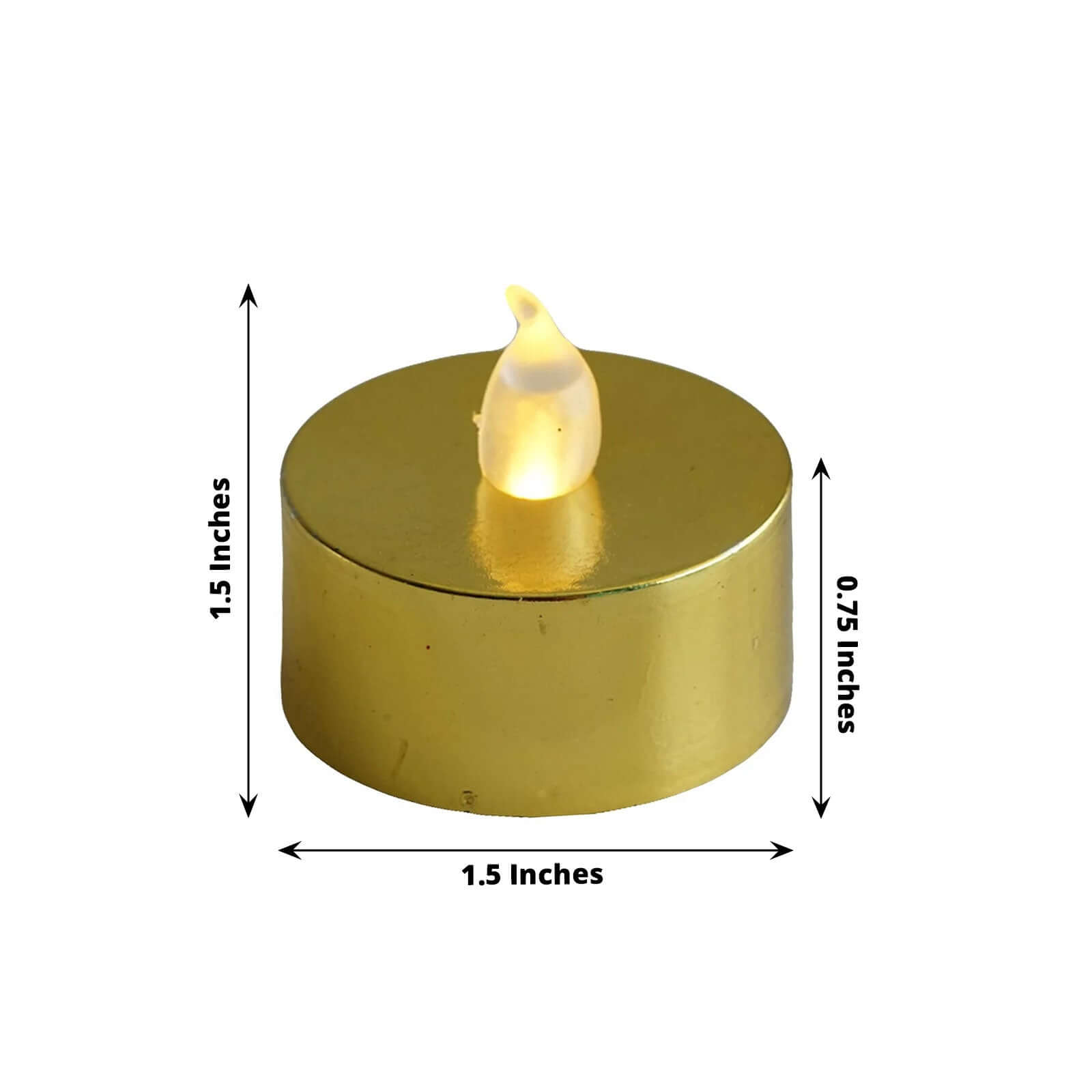 12 Pack Metallic Gold Flameless LED Tealight Candles, Battery Operated Reusable Candles