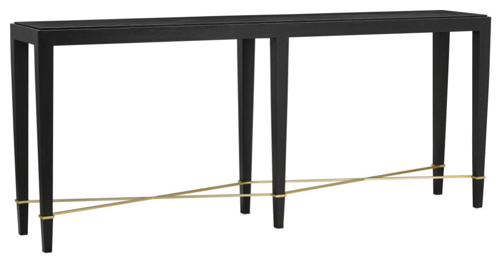 Currey and Company 3000 0097 Console Table  Black Lacquered Linen/Champagne   Contemporary   Accent Chests And Cabinets   by Currey  ampCompany  Inc.  Houzz