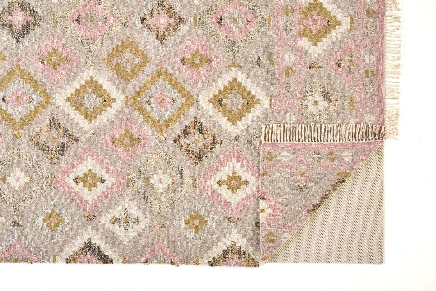 Tralee Flatweave Ivory and Pink Rug by BD Fine