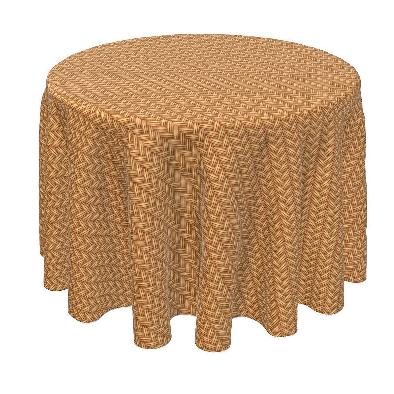 Round Tablecloth， 100% Polyester， 90 Round， Criss Cross Bark Wicker