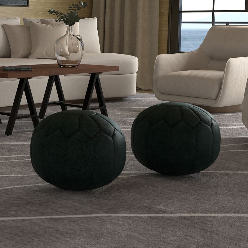 Simpli Home Drury Transitional Round Pouf