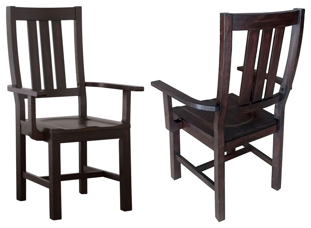 Calandra Slat Back Arm Chairs Vintage Java  Set of 2   Modern   Dining Chairs   by Modon  Houzz