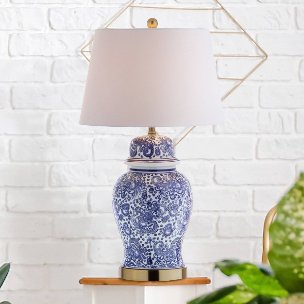 Ceramic Ellis Table Lamp includes Led Light Bulb Blue Jonathan Y