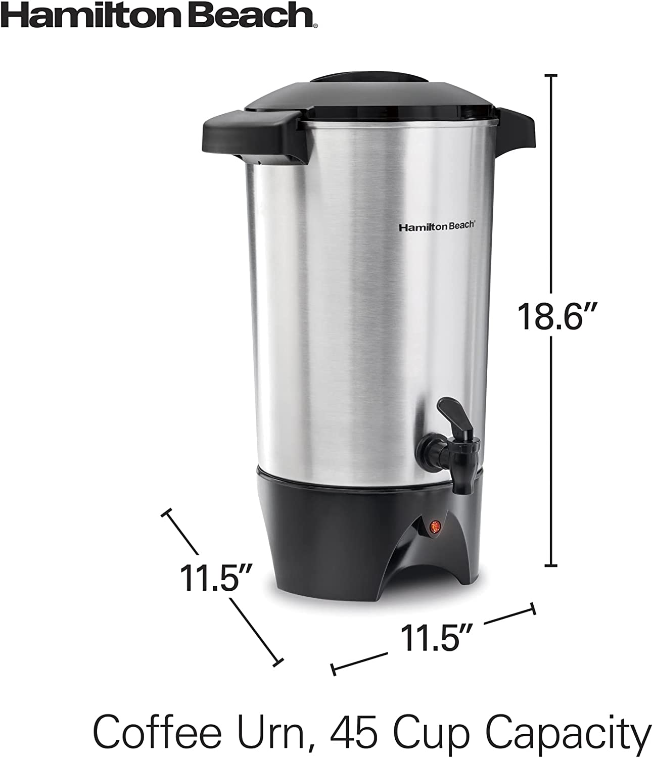 Hamilton Beach 40515R 45 Cup Coffee Urn and Hot Beverage Dispenser Silver