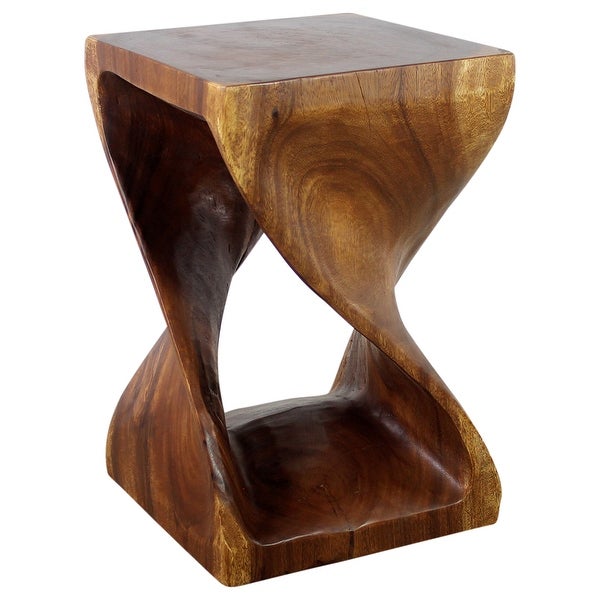 Haussmann? Wood Twist End Table 15 x 15 x 23 inch High Walnut Oil - 15 x 15 x 23