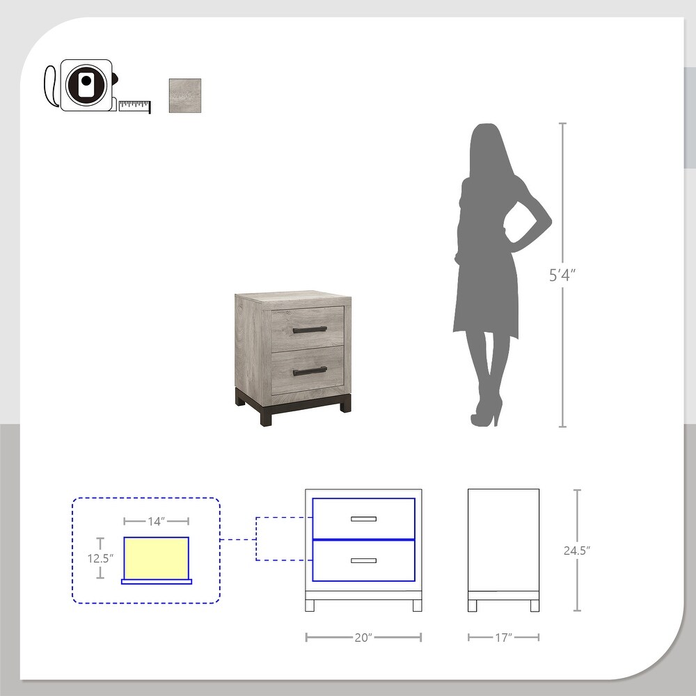 Lufkin 2 Drawer Nightstand