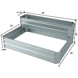 LuxenHome 2-Tier Galvanized Metal Raised Garden Bed WHPL1274