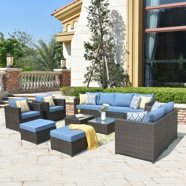 OVIOS Patio 12piece Wicker Deep Seat Furniture Set