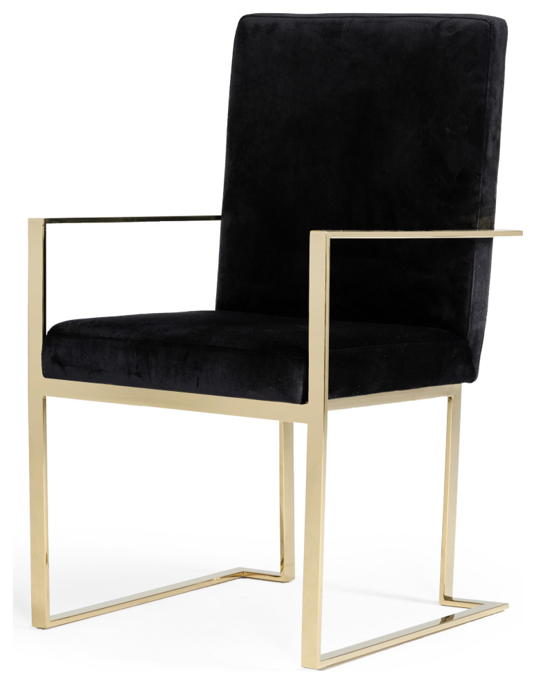 Modrest Fowler Modern Black Velvet Dining Chair   Contemporary   Dining Chairs   by Vig Furniture Inc.  Houzz