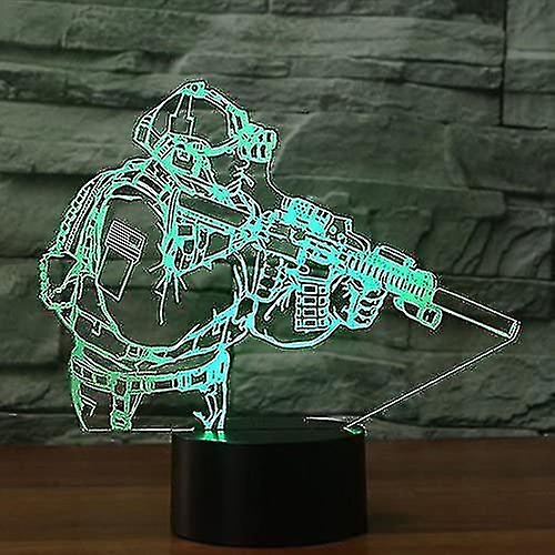 3d Novelty Soldier Night Light Touch Table Desk Optical Illusion Lamps 7 Color Changing Lights Home