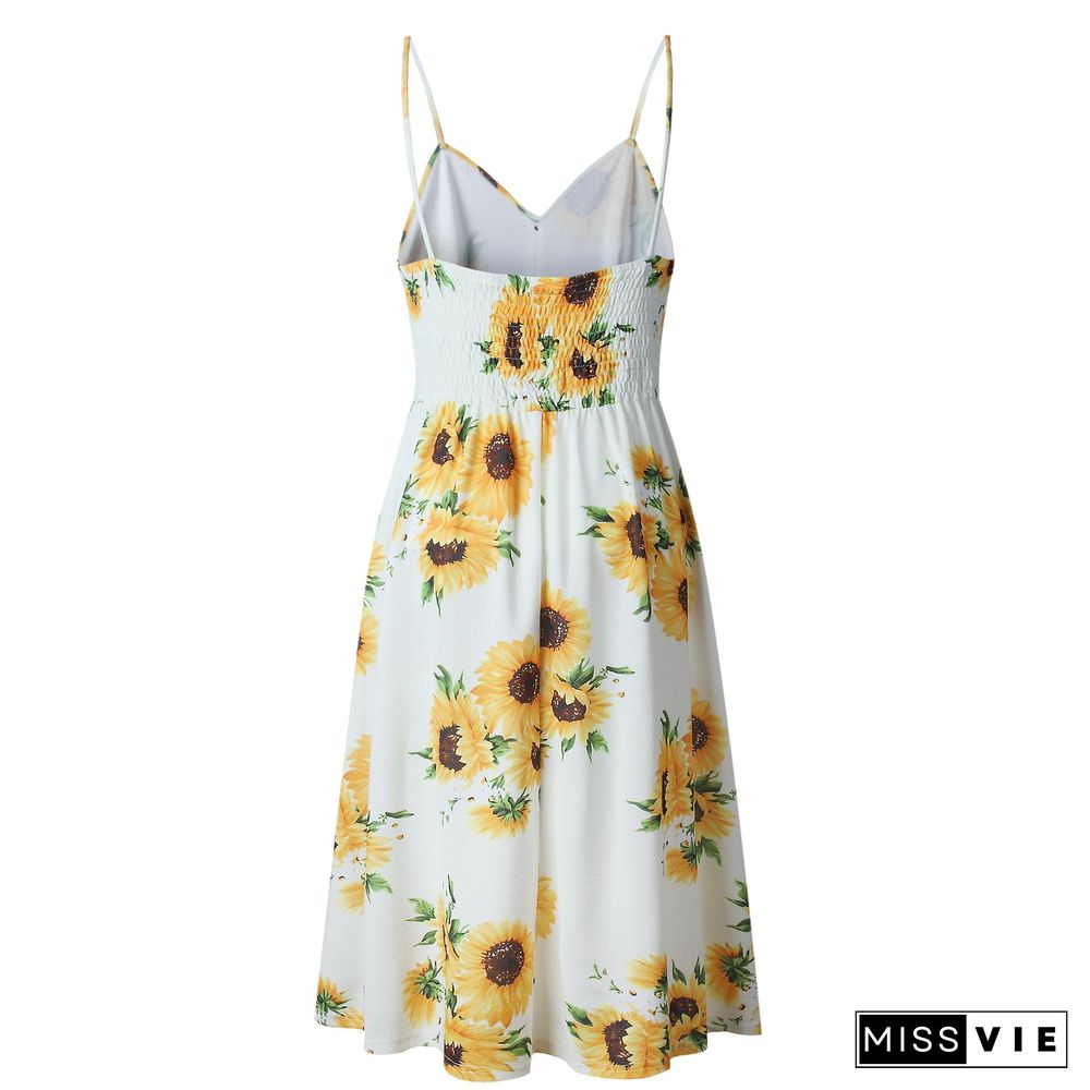 Sunflower Print Camisole Dress