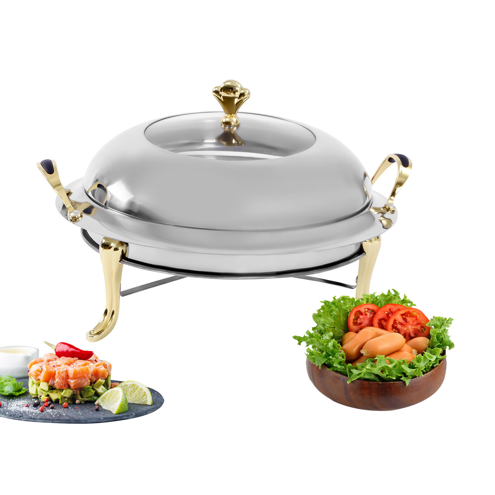 Miumaeov 3.17QT Stainless Steel Chafer Buffet Chafing Dish Set with Frame and Lid， Adjustable Fire for Home and Restaurant