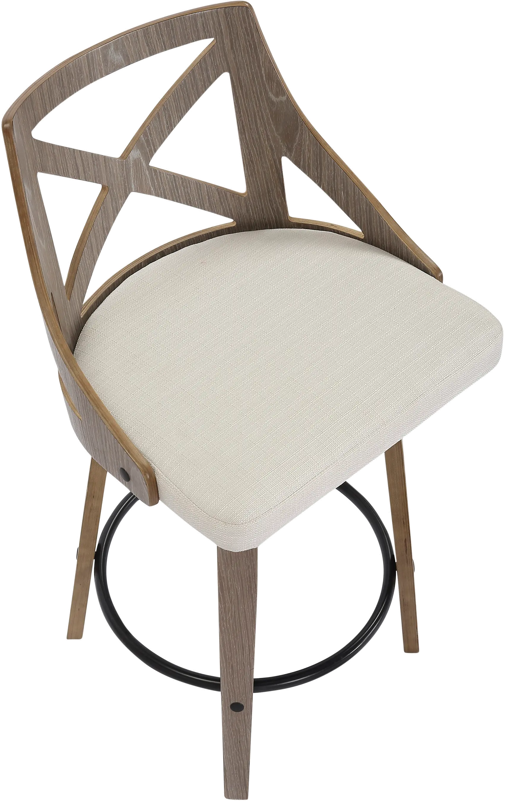 Charlotte Cream and Light Gray Wood Counter Stool， Set of 2