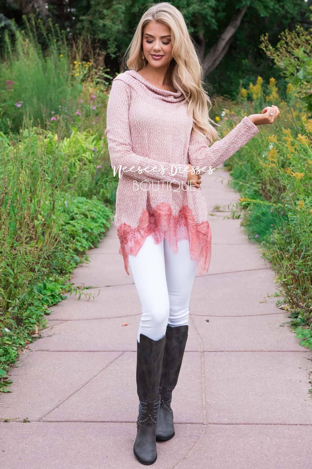 Lessons In Love Lace Trim Sweater