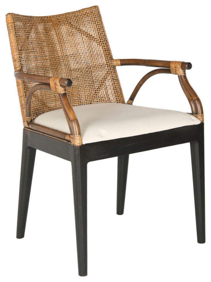 Vanna Arm Chair  Brown/White Cushion   Tropical   Dining Chairs   by Rustic Home Furniture Deco  Houzz