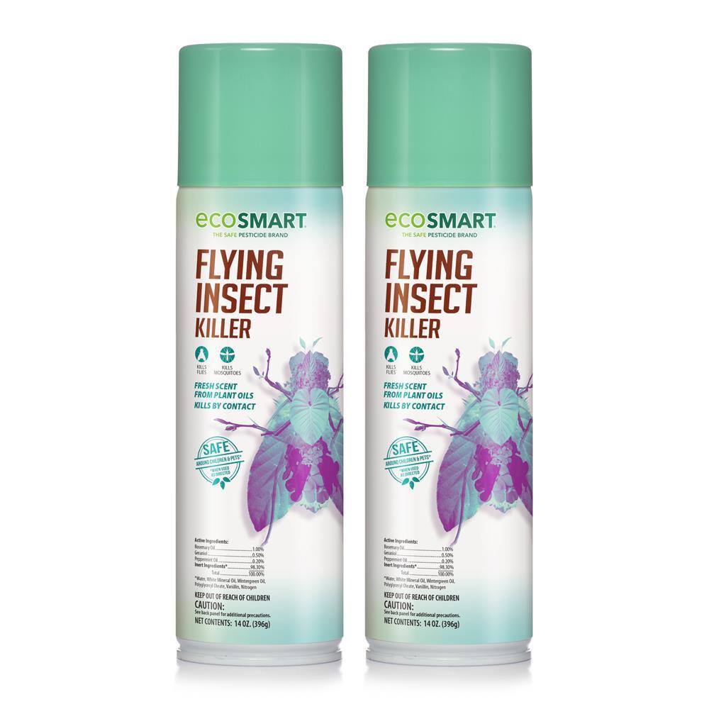 EcoSmart 14 oz. Natural Flying Insect Killer with Plant-Based Rosemary and Peppermint Oil Aerosol Spray Can (2-Pack) ECSM-33525-01EC