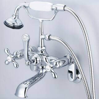 Water Creation 3-Handle Vintage Claw Foot Tub Faucet with Handshower and Cross Handles in Triple Plated Chrome F6-0009-01-AX