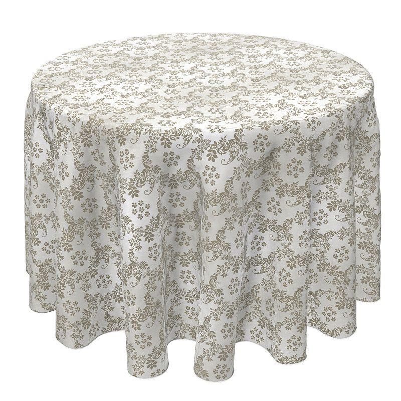 Round Tablecloth， 100% Cotton， 60 Round， Floral Damask