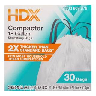 HDX 18 Gal. White Extra Tall Kitchen Drawstring Trash Bags (30-Count) - For Home Kitchen  Office HDX18GDS30COMP