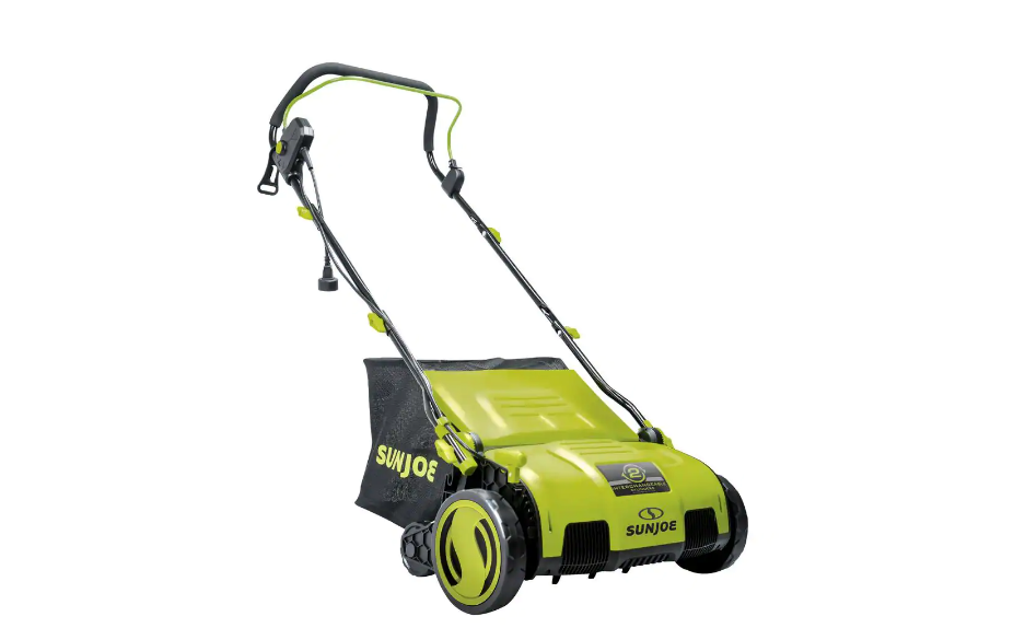 Sun Joe AJ805E 15 in. 13 Amp Electric Lawn Dethatcher with Collection Bag