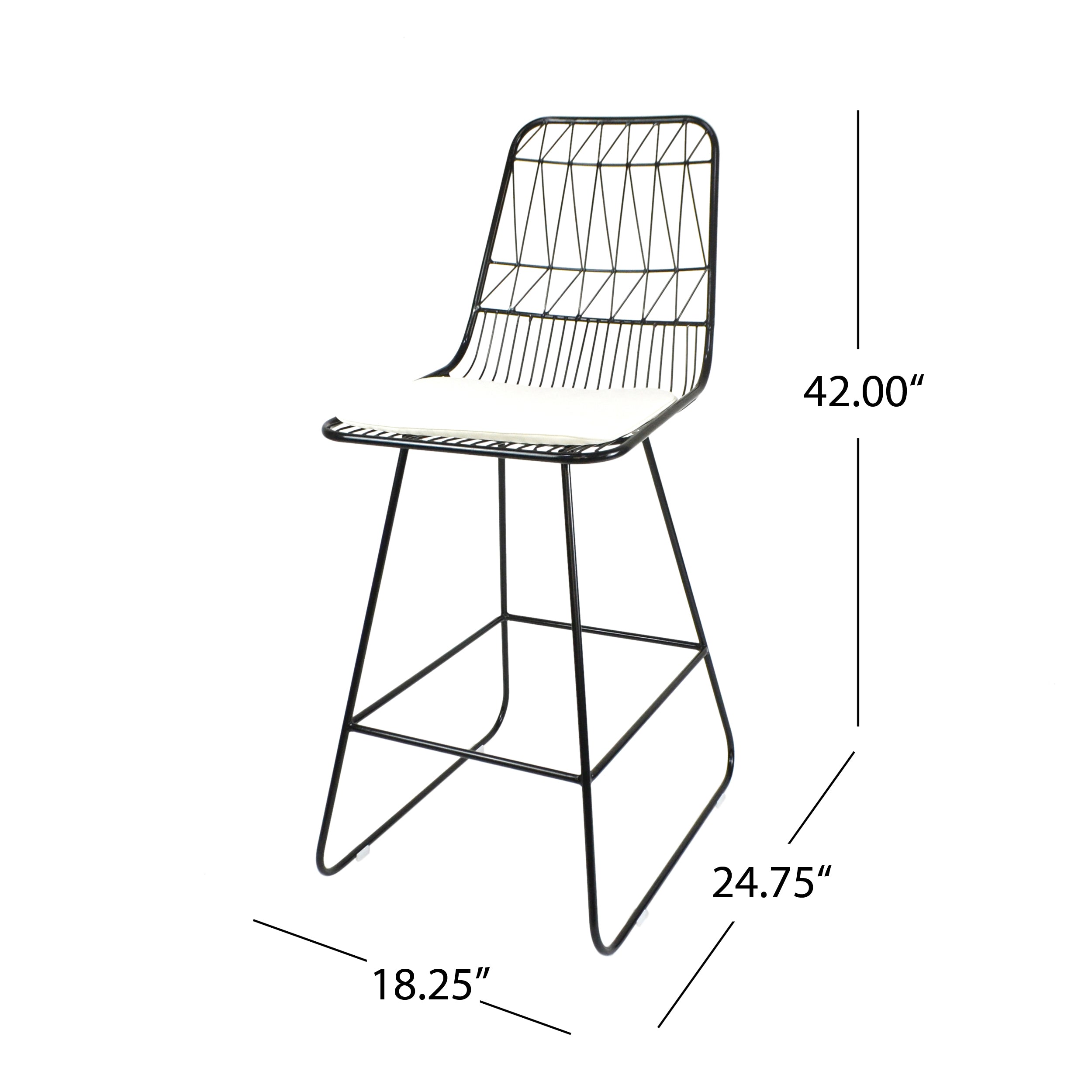 Hedy Outdoor Wire Counter Stools with Cushions (Set of 4)