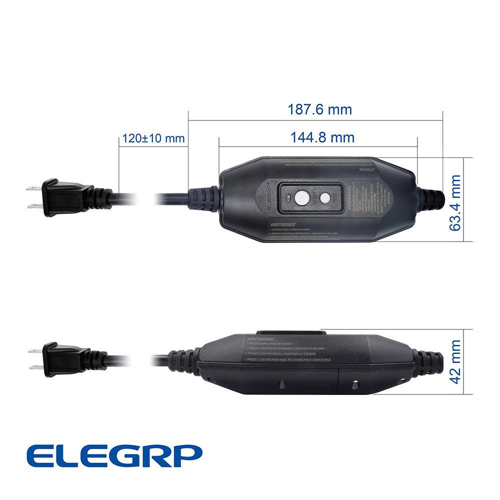 ELEGRP 1 ft. 15 Amp Manual Reset 2 Prong in-Line Portable GFCI Replacement Plug Assembly G1215CM2